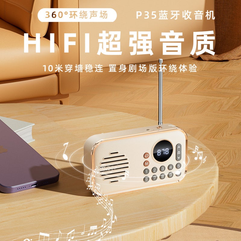 New Radio Walkman For The Elderly Bluetooth Speaker Portable Music Player Card U Disk Retro Stereo - Image 2
